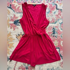 Express Draped Pink V Neck Romper Small